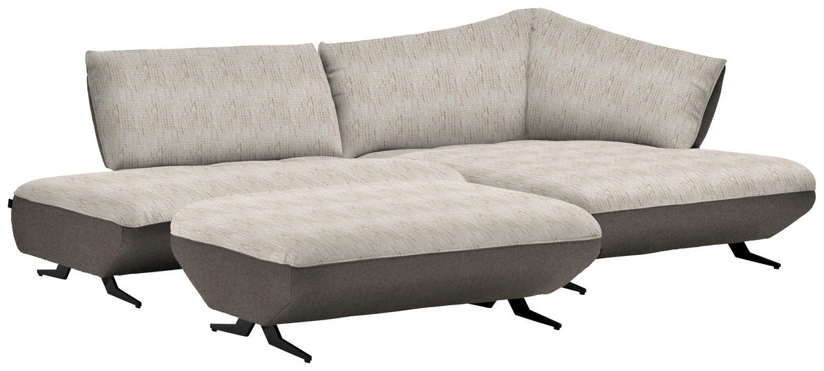 ECKSOFA in Webstoff, Struktur Sandfarben, Beige  - Sandfarben/Anthrazit, Design, Textil/Metall (265/172cm) - Joop!