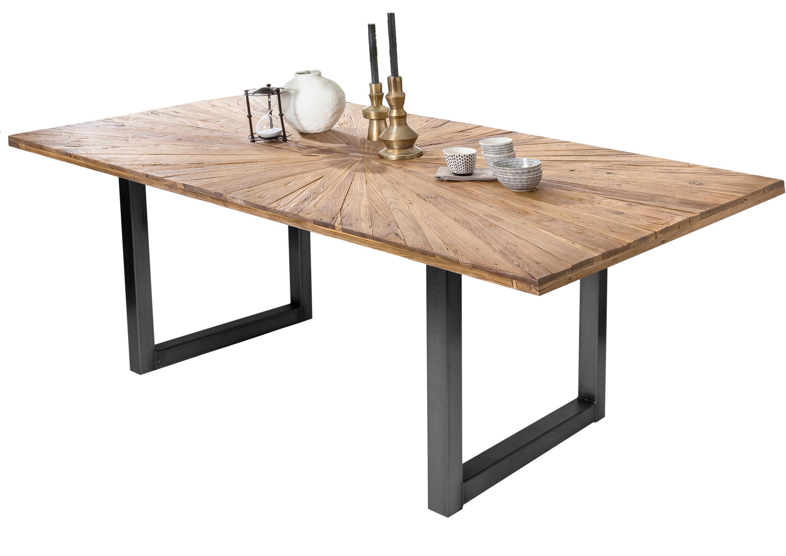 ESSTISCH 160/90/78 cm Echtholz  Holz, Metall rechteckig Naturfarben, Schwarz  - Schwarz/Naturfarben, MODERN, Holz/Metall (160/90/78cm) - MID.YOU
