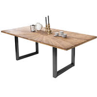 ESSTISCH 160/90/78 cm Echtholz  Holz, Metall rechteckig Naturfarben, Schwarz  - Schwarz/Naturfarben, MODERN, Holz/Metall (160/90/78cm) - MID.YOU