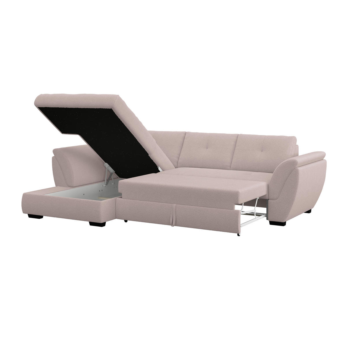 ECKSOFA Greige  - Greige/Schwarz, Konventionell, Kunststoff/Textil (187/278cm) - MID.YOU