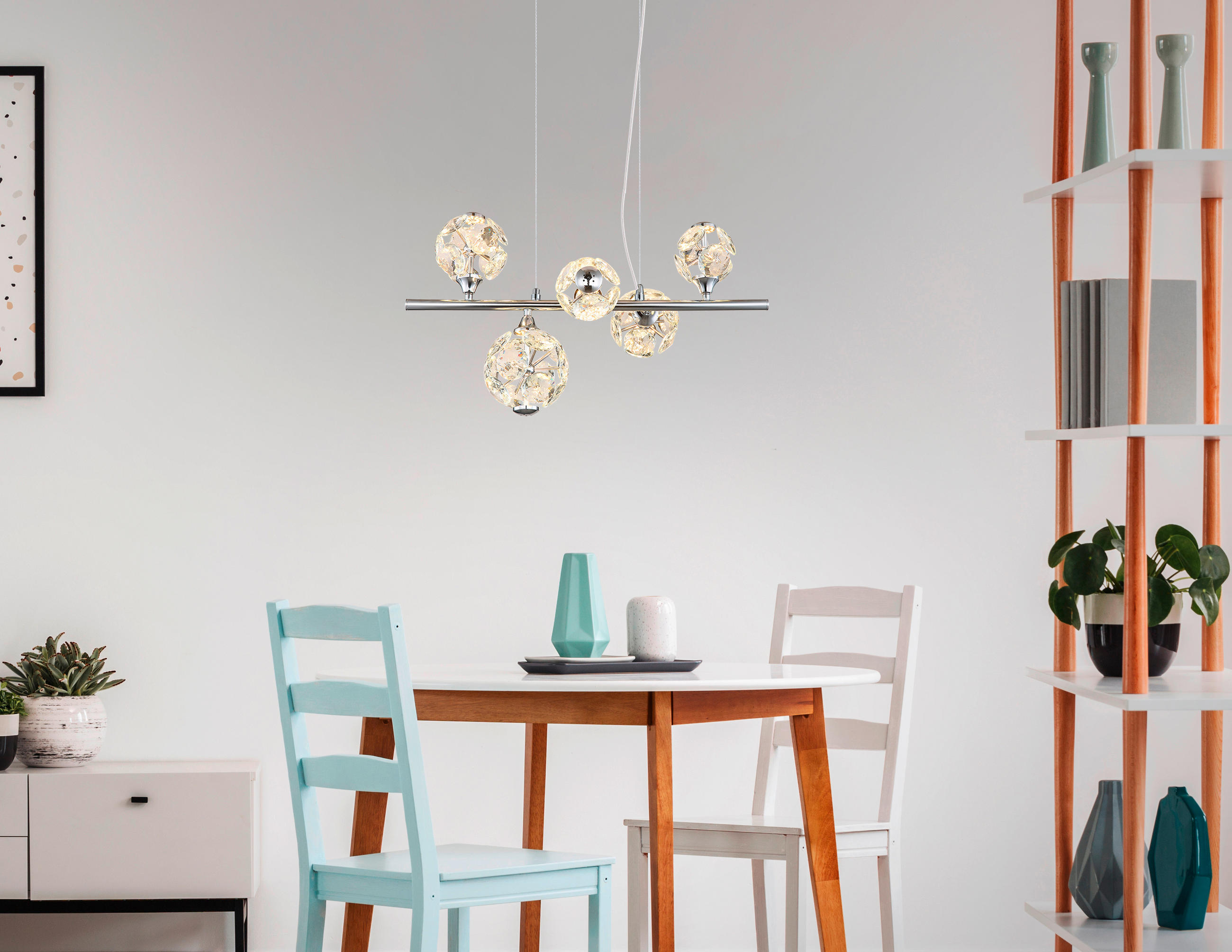 LED-HÄNGELEUCHTE 50/30/120 cm  - Klar/Chromfarben, KONVENTIONELL, Glas/Metall (50/30/120cm) - Globo