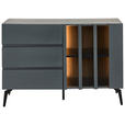 KOMMODE in 110/76,3/41,5 cm - Schwarz/Grau, Design, Glas/Holzwerkstoff (110/76,3/41,5cm) - Novel