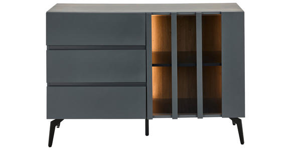 KOMMODE in 110/76,3/41,5 cm - Schwarz/Grau, Design, Glas/Holzwerkstoff (110/76,3/41,5cm) - Novel