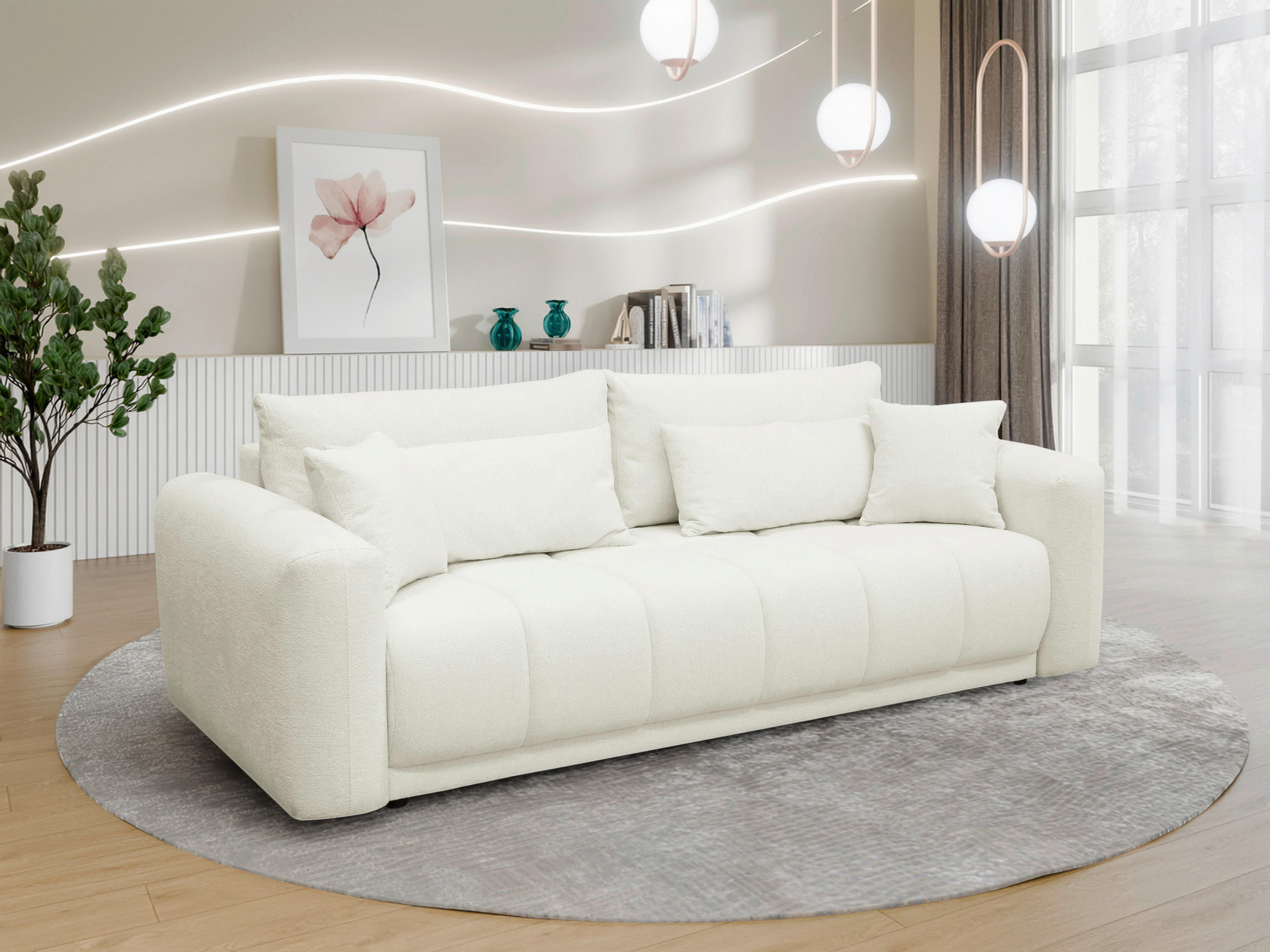 SCHLAFSOFA in Weiß  - Schwarz/Weiß, Design, Holz/Textil (245/90/117cm) - MID.YOU