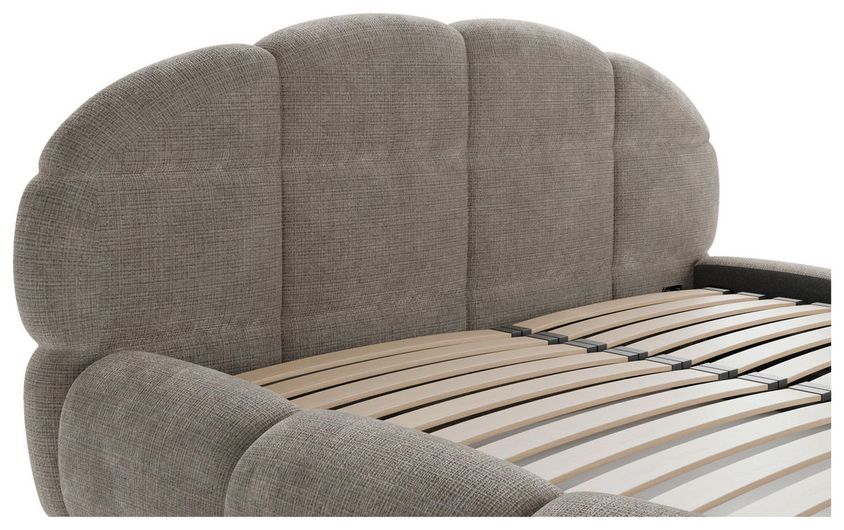 POLSTERBETT 180/200 cm,  in Taupe, gepolstertes Kopfteil, Lattenrost, Bettkasten,  - Taupe/Schwarz, Design, Holz/Textil (180/200cm) - Chameo
