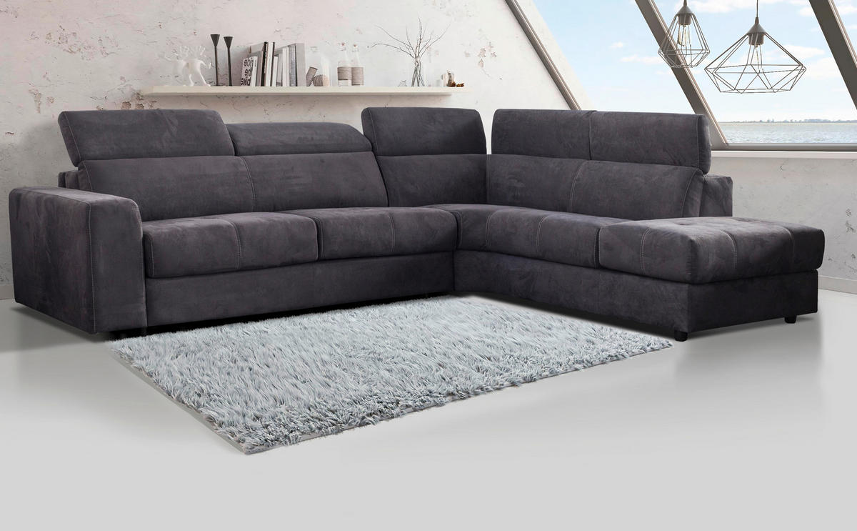 ROHOVÁ SEDACIA SÚPRAVA, textil, antracitová - čierna/biela, Modern, textil/plast (302/236cm) - Novel