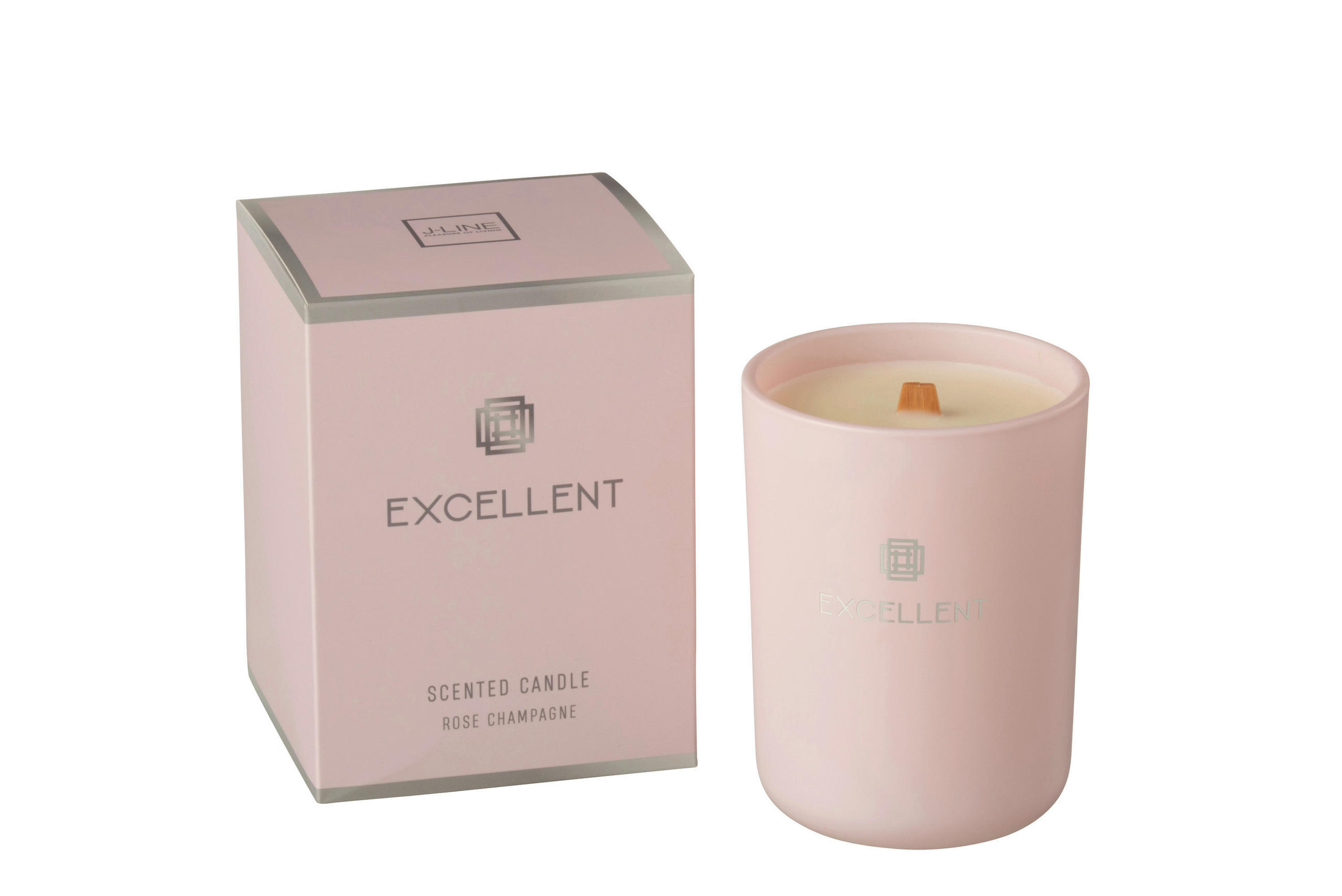 DUFTKERZE  - Rosa, Basics, Glas/Naturmaterialien (8/8/10,5cm)