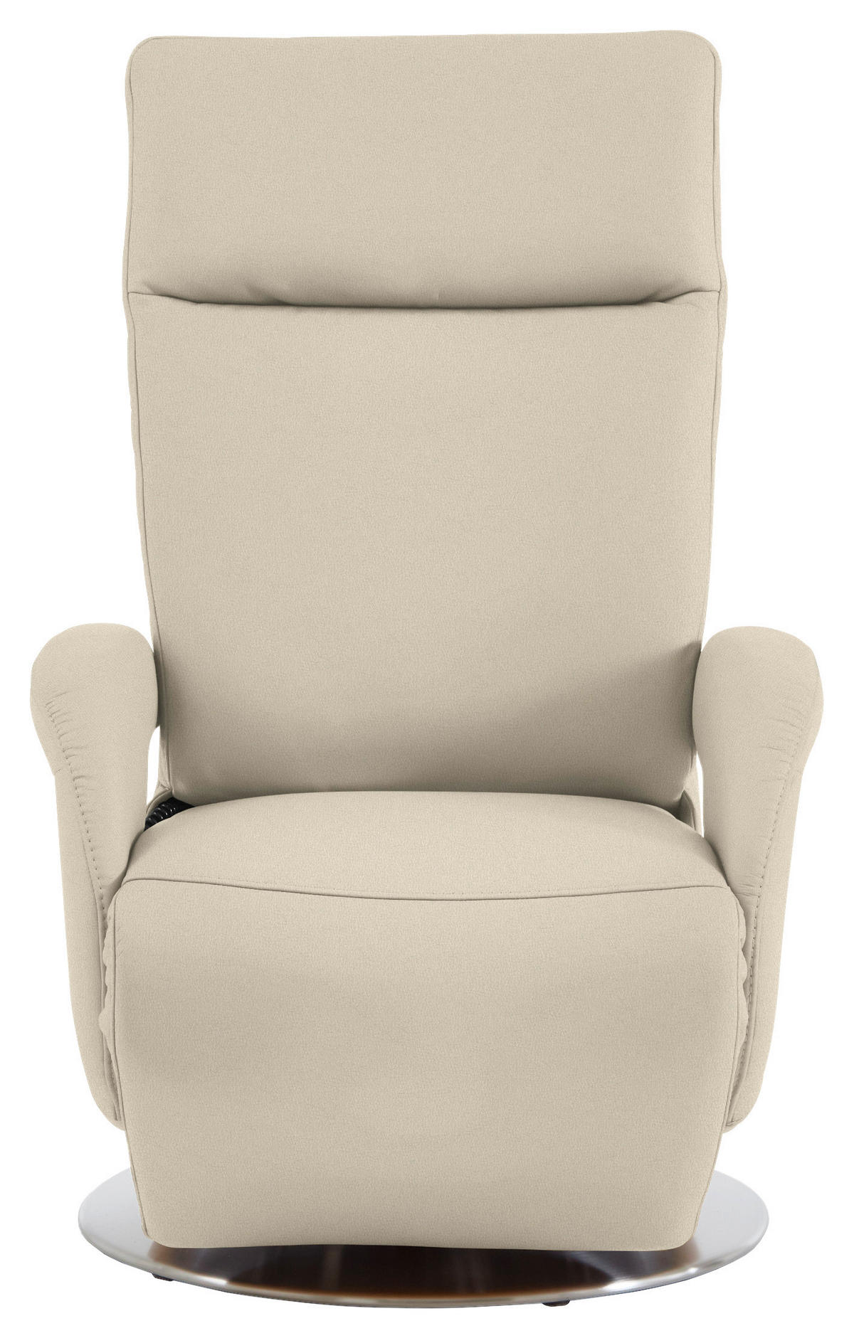 RELAXSESSEL in Leder Creme  - Edelstahlfarben/Creme, Design, Leder/Metall (70/108/80cm) - Cantus