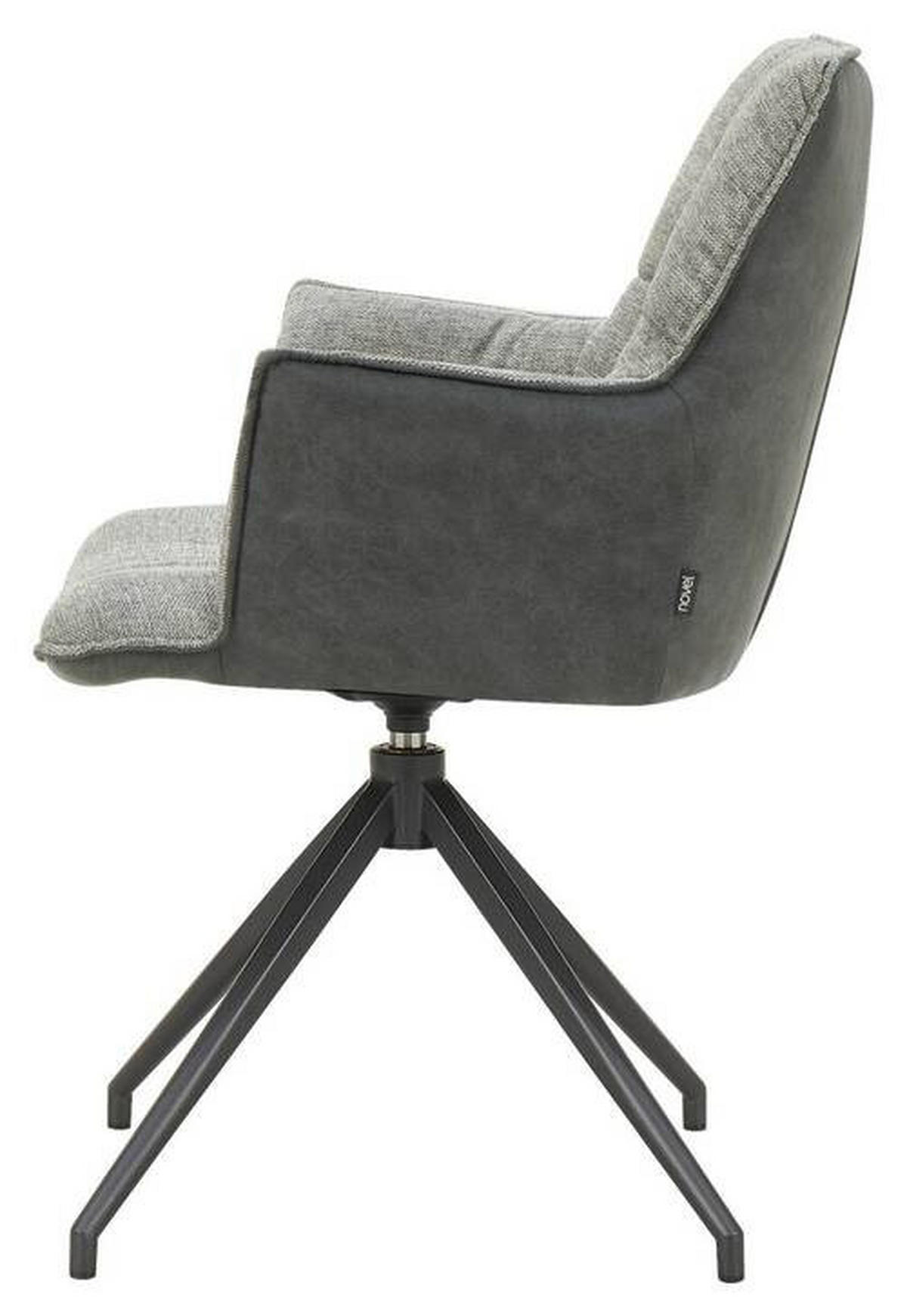 STOLIČKA S PODRÚČKAMI, železo, mikrovlákno, čierna, svetlosivá - čierna/svetlosivá, Design, kov/textil (59/89,5/63cm) - Novel