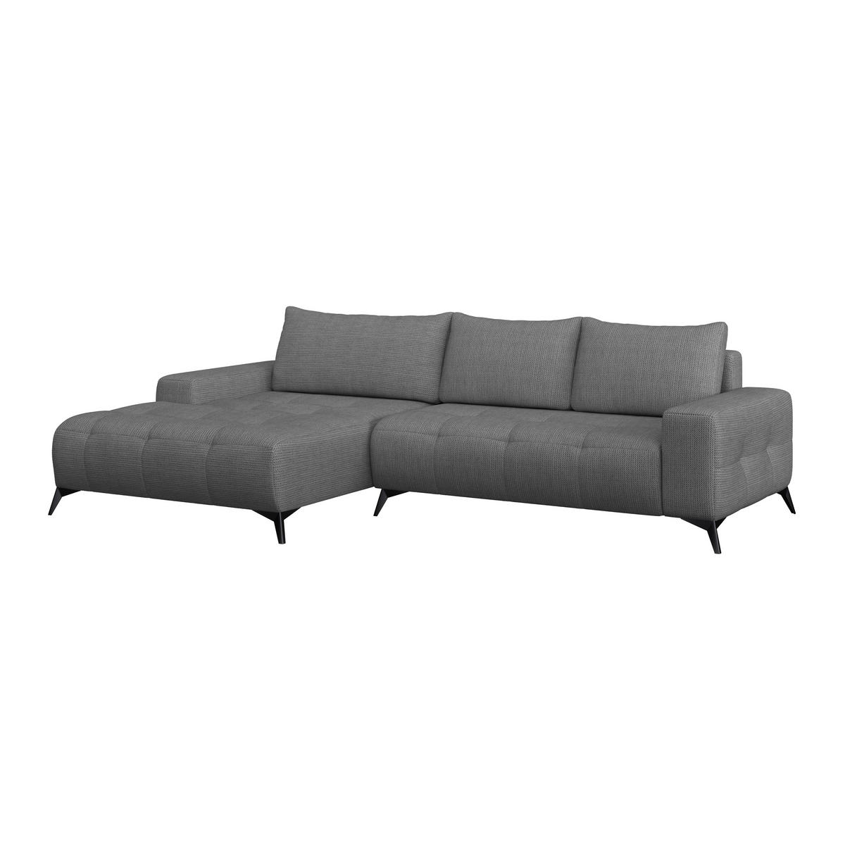 ECKSOFA MAURO Anthrazit Flachgewebe  - Anthrazit/Schwarz, Trend, Textil/Metall (175/290cm) - MID.YOU
