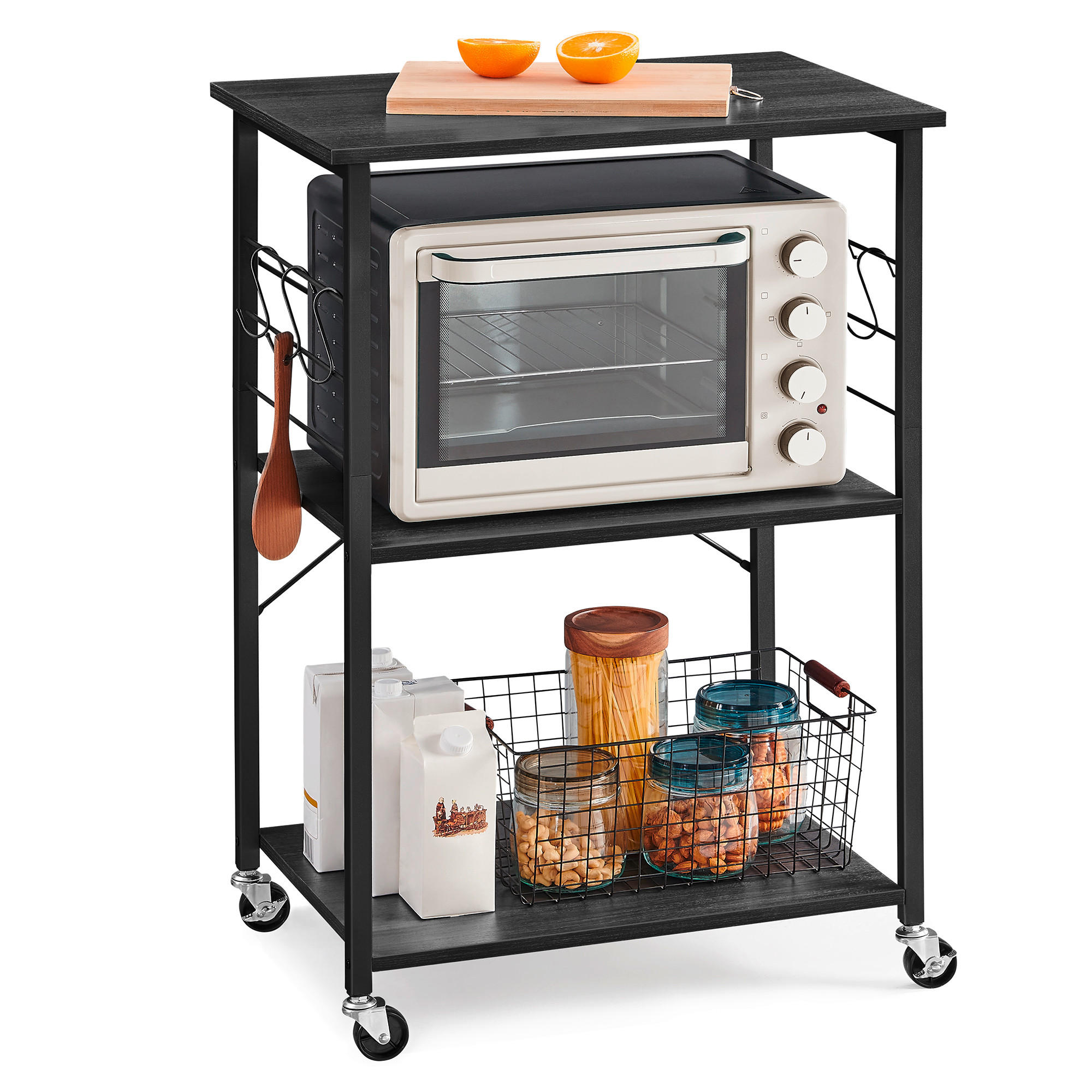 SERVIERWAGEN Schwarz  - Schwarz, Trend, Holzwerkstoff/Metall (60/89/40cm) - MID.YOU