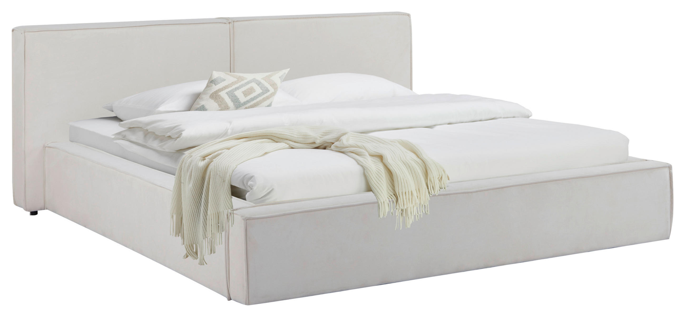 POLSTERBETT 180/200 cm in Beige - Beige/Schwarz, Modern, Holz/Kunststoff (180/200cm) - Livetastic