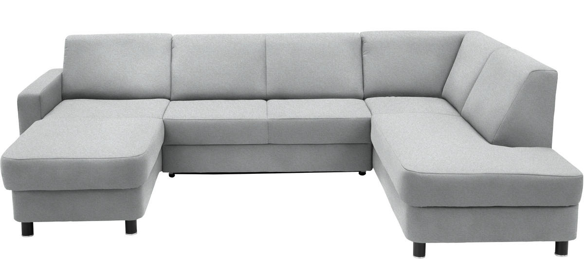 WOHNLANDSCHAFT in Webstoff Hellgrau  - Hellgrau/Schwarz, Design, Holz/Textil (165/296/198cm) - Xora