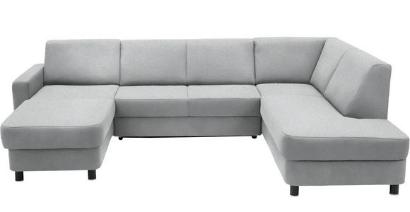 WOHNLANDSCHAFT  in Webstoff Hellgrau  - Hellgrau/Schwarz, Design, Holz/Textil (165/296/198cm) - Xora