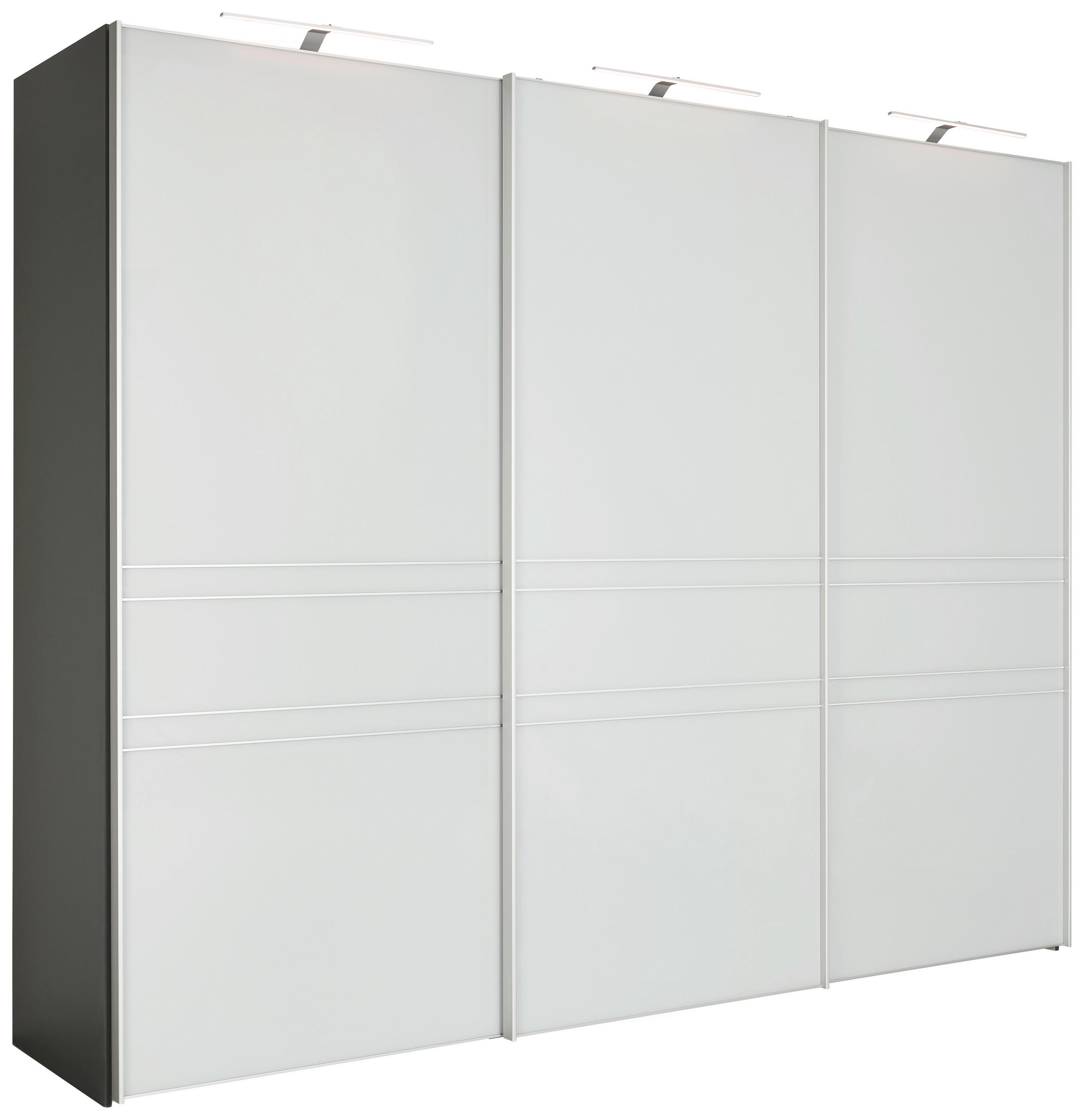 SCHWEBETÜRENSCHRANK in Hellgrau, Anthrazit  - Anthrazit/Hellgrau, Konventionell, Glas/Holzwerkstoff (249/222/68cm) - Moderano