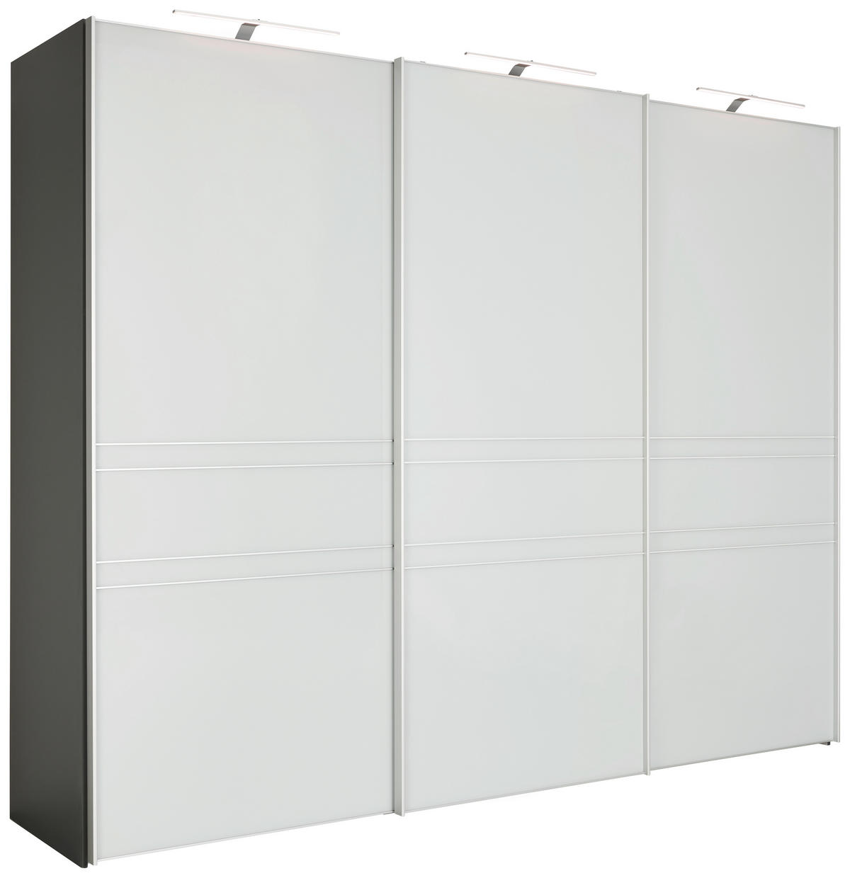 SCHWEBETÜRENSCHRANK in Hellgrau, Anthrazit  - Anthrazit/Hellgrau, Konventionell, Glas/Holzwerkstoff (249/222/68cm) - Moderano