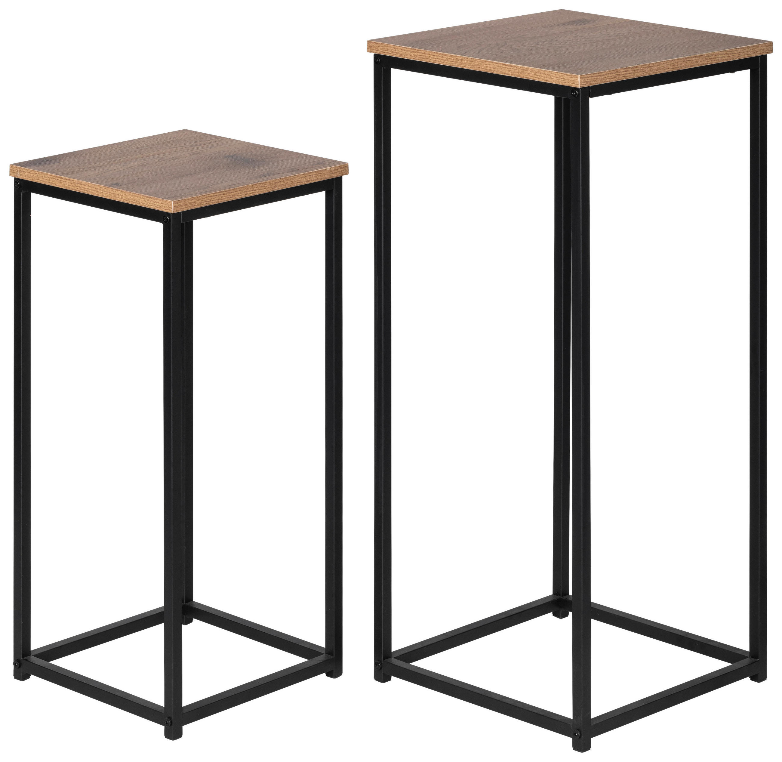 SET MĂSUȚE SUPORT FLORI in metal, material pe bază de lemn   35/30/80/65/35/30 cm  - culoare natur/negru, Design, metal/material pe bază de lemn (35/30/80/65/35/30cm) - MID.YOU