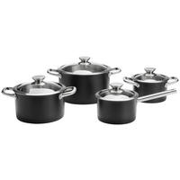 GRYT- OCH KASTRULLSET 4 delar  - klar/svart, Basics, metall/glas - Homeware Profession.