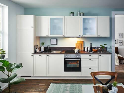 KUCHYŇSKÁ LINKA HOME 420 - barvy dubu/magnolie, Romantický / Rustikální, kompozitní dřevo (420cm) - Welnova