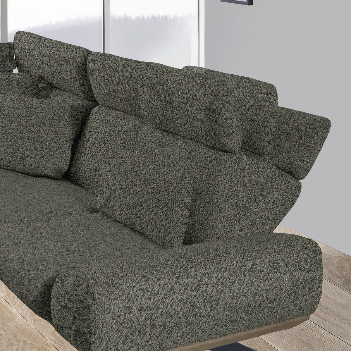 ECKSOFA in Flachgewebe Graubraun  - Graubraun/Schwarz, Design, Textil/Metall (239/270cm) - Koinor