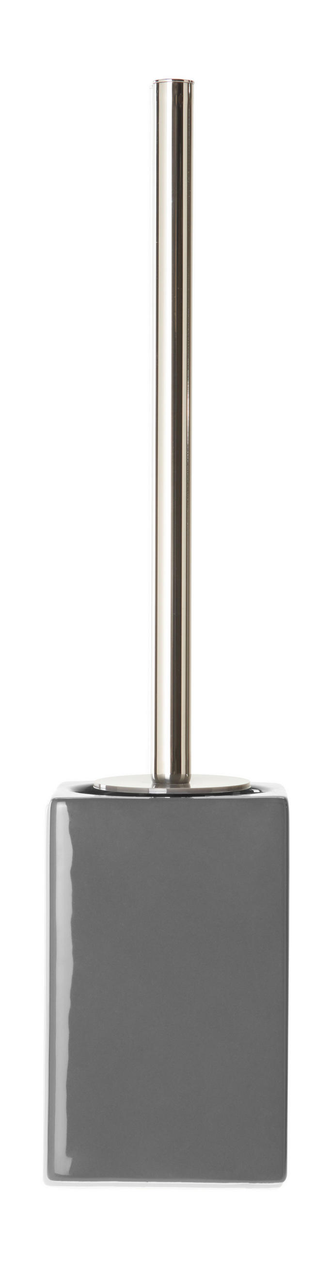GARNITURĂ DE PERIE PENTRU WC in metal  plastic   - culoare crom/gri, Basics, ceramică/plastic (9/42/9cm) - Sadena