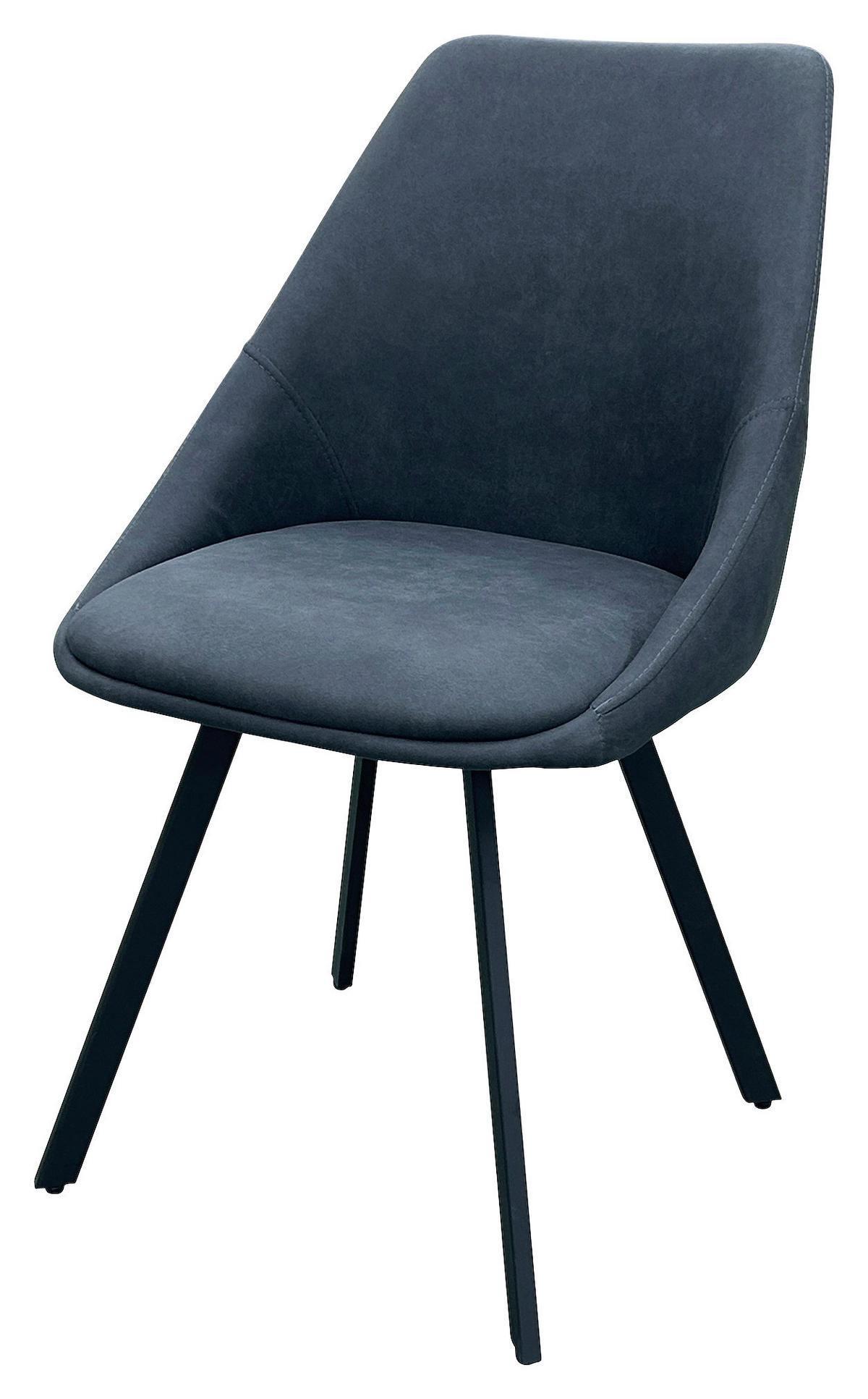 STUHL-SET 2 Stück  in Stahl Mikrofaser Metall, Textil  - Anthrazit/Schwarz, Design, Textil/Metall (55/83/59cm) - MID.YOU