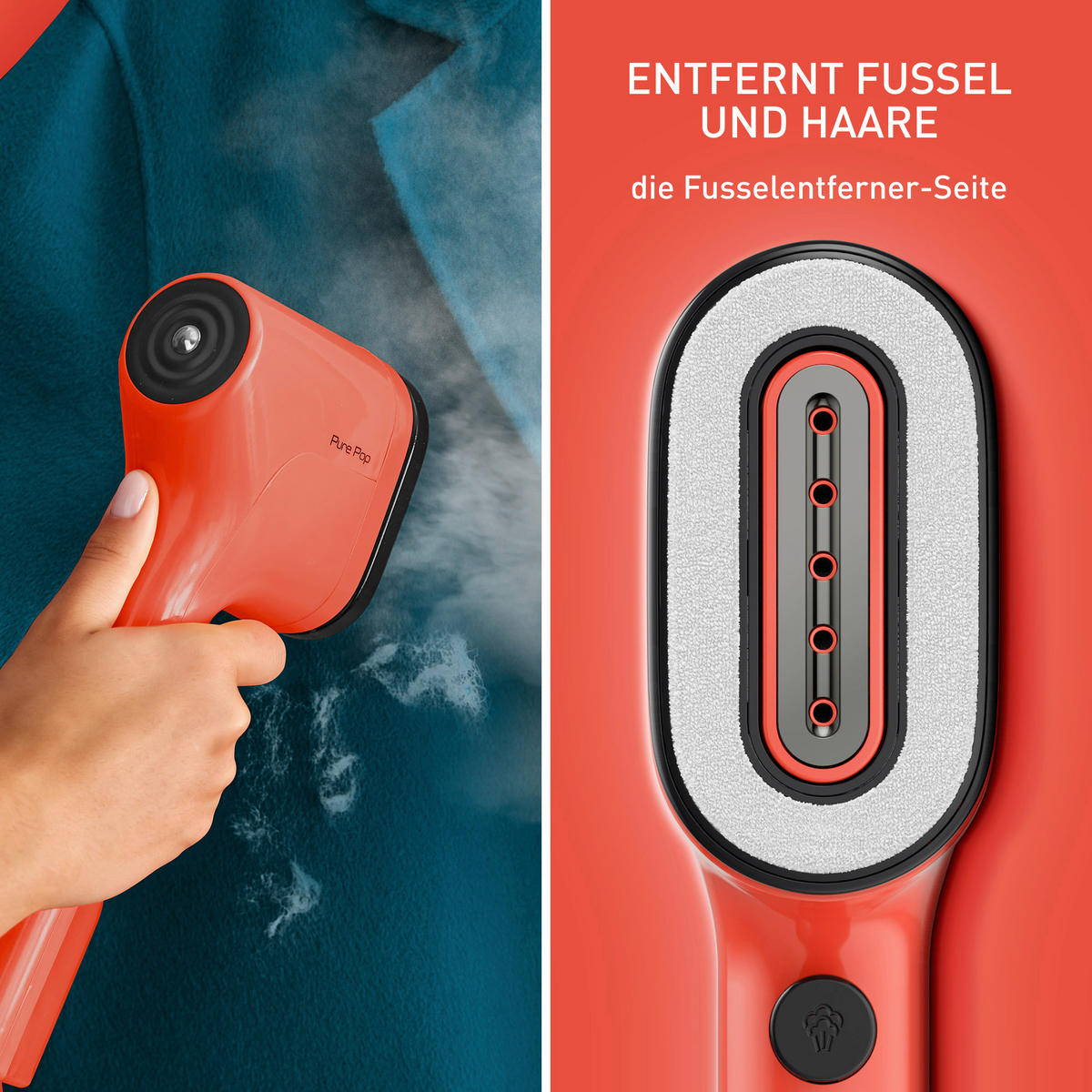 DAMPFBÜRSTE PURE POP  - Rot, Basics, Kunststoff (33,8/7,8/15,9cm) - Tefal