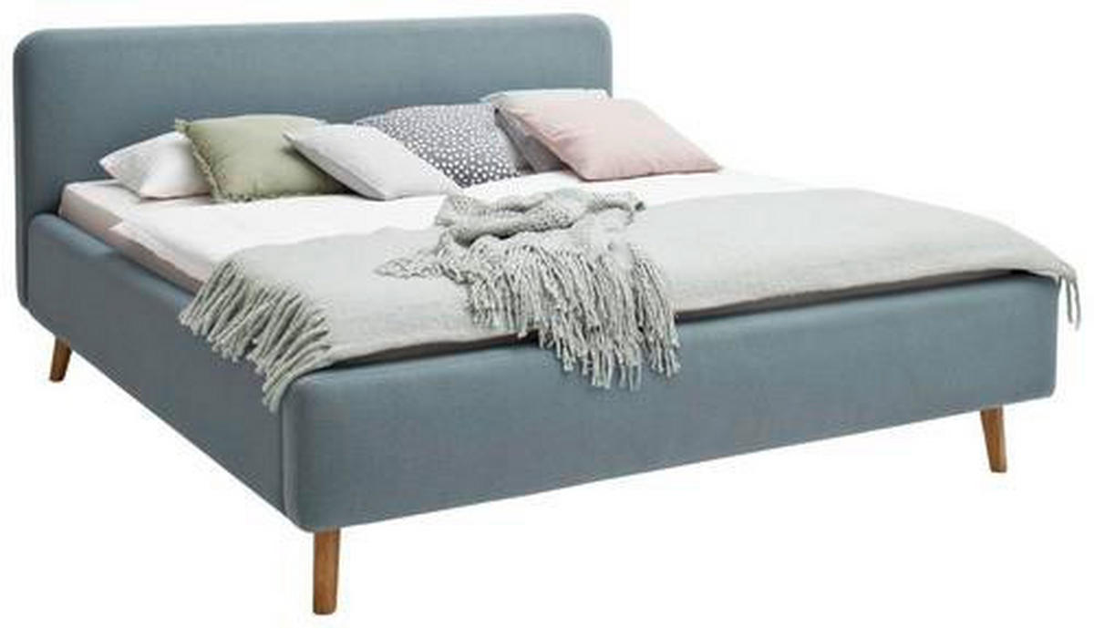POLSTERBETT 140/200 cm  in Hellblau  - Eichefarben/Hellblau, Design, Holz/Textil (140/200cm) - Livetastic