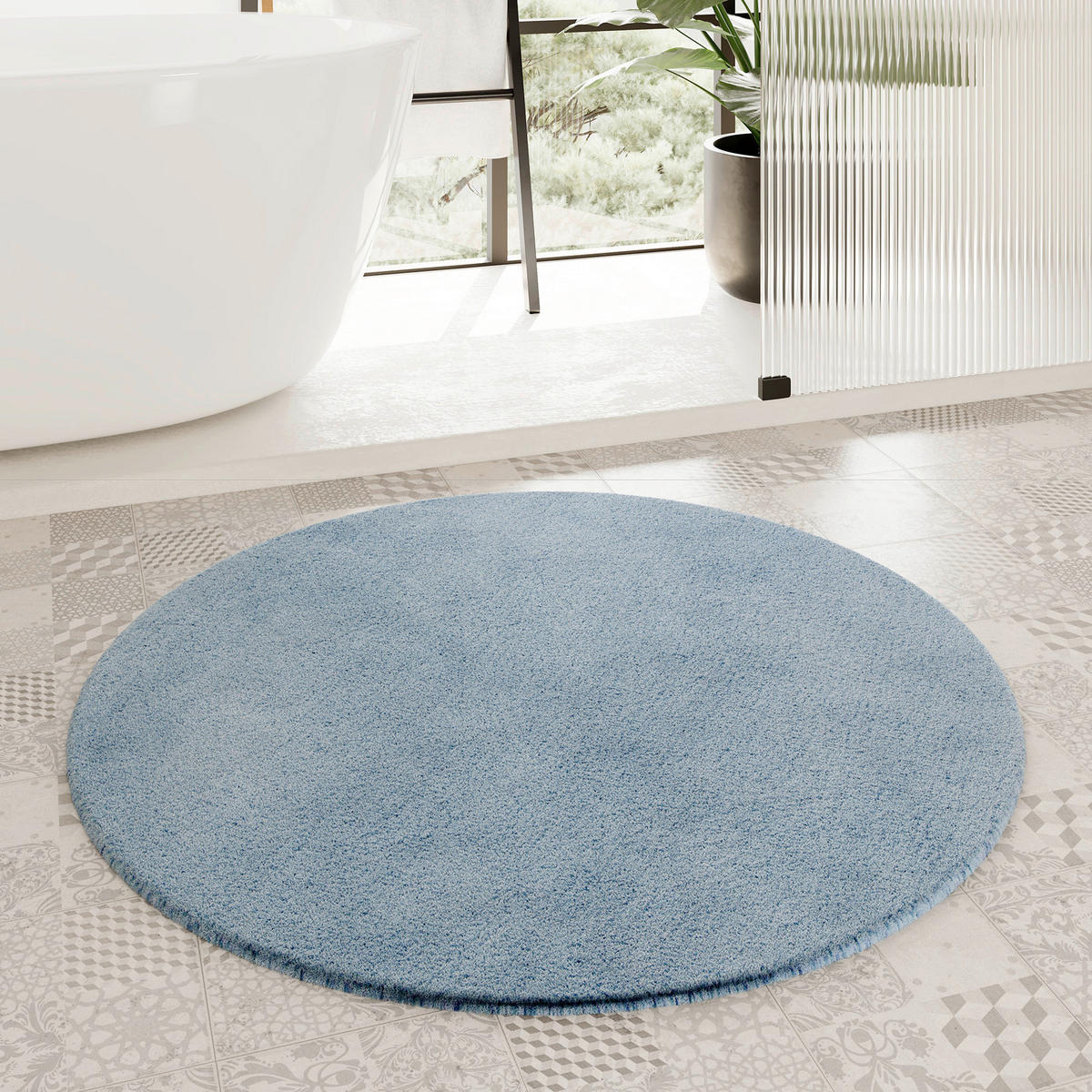 BADTEPPICH Blau 90 cm  - Blau, Basics, Kunststoff/Textil (90cm) - WECON HOME