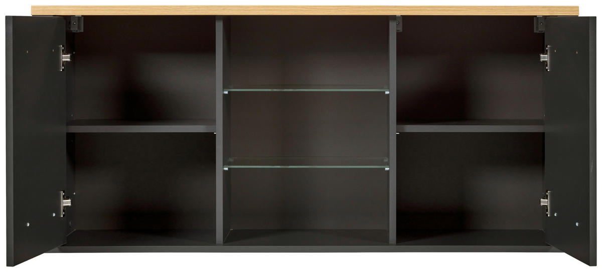 HÄNGESCHRANK 130,3/57,5/33 cm  - Anthrazit/Schwarz, MODERN, Glas/Holzwerkstoff (130,3/57,5/33cm) - home24