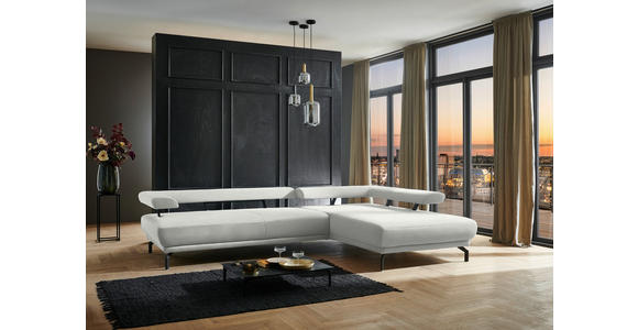 ECKSOFA in Chenille Ecru  305/224 cm  - Ecru/Schwarz, Design, Textil/Metall (305/224cm) - Dieter Knoll