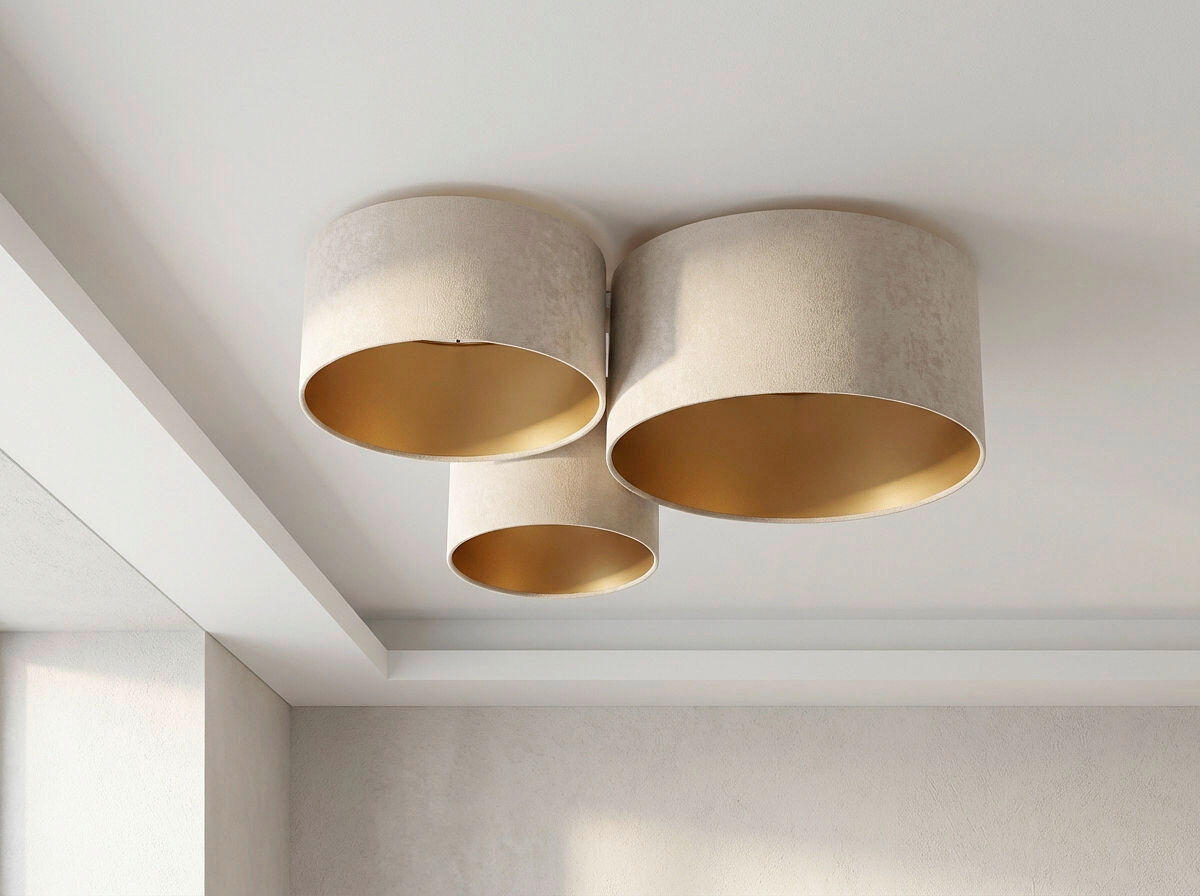 DECKENLEUCHTE Swing  88/92/34 cm  - Beige/Goldfarben, Design, Kunststoff/Textil (88/92/34cm)