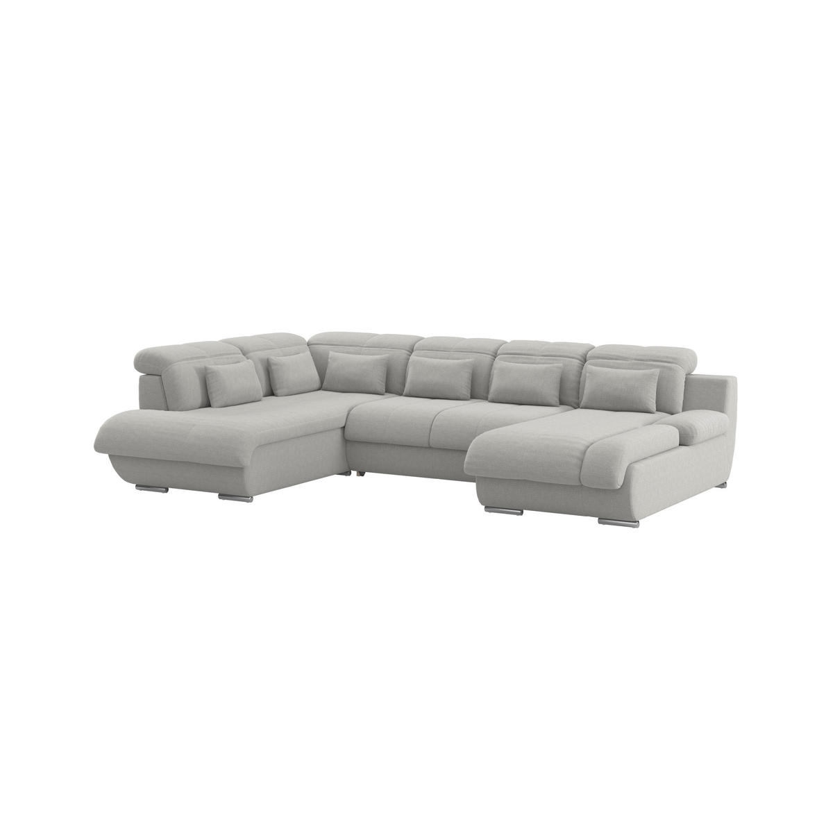 WOHNLANDSCHAFT MULTI Grau Chenille  - Chromfarben/Grau, MODERN, Textil/Metall (228/345/184cm) - Livetastic