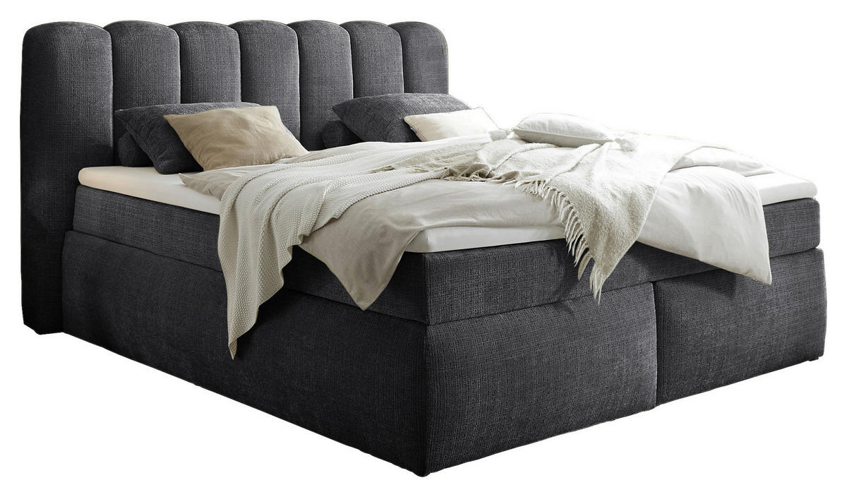 BOXSPRINGBETT 200/220 cm  in Anthrazit  - Anthrazit/Schwarz, LIFESTYLE, Holzwerkstoff/Kunststoff (200/220cm) - Boxxx