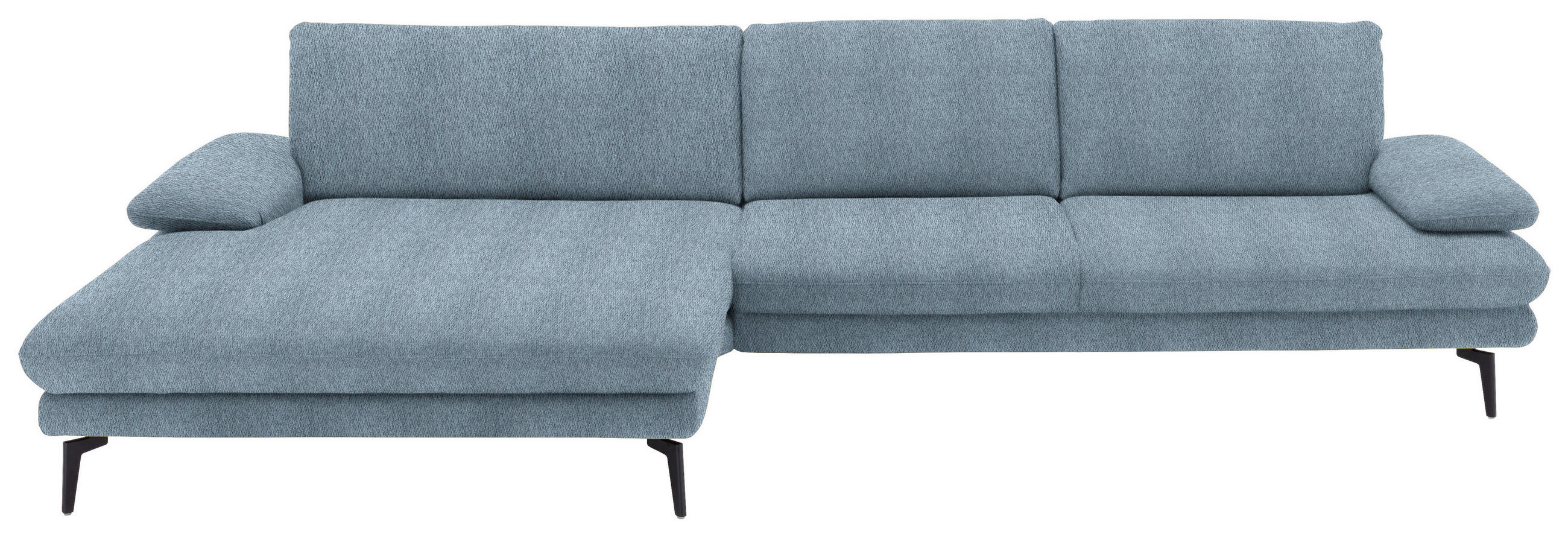 ECKSOFA in Chenille Blau  - Blau/Schwarz, Design, Textil/Metall (180/310cm) - Dieter Knoll