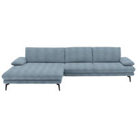 ECKSOFA in Chenille Blau  - Blau/Schwarz, Design, Textil/Metall (180/310cm) - Dieter Knoll