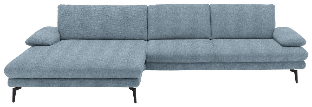 ECKSOFA in Chenille Blau  - Blau/Schwarz, Design, Textil/Metall (180/310cm) - Dieter Knoll