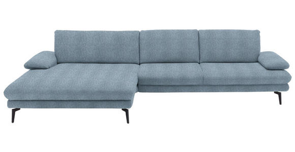 ECKSOFA  in Chenille Blau  180/310 cm  - Blau/Schwarz, Design, Textil/Metall (180/310cm) - Dieter Knoll