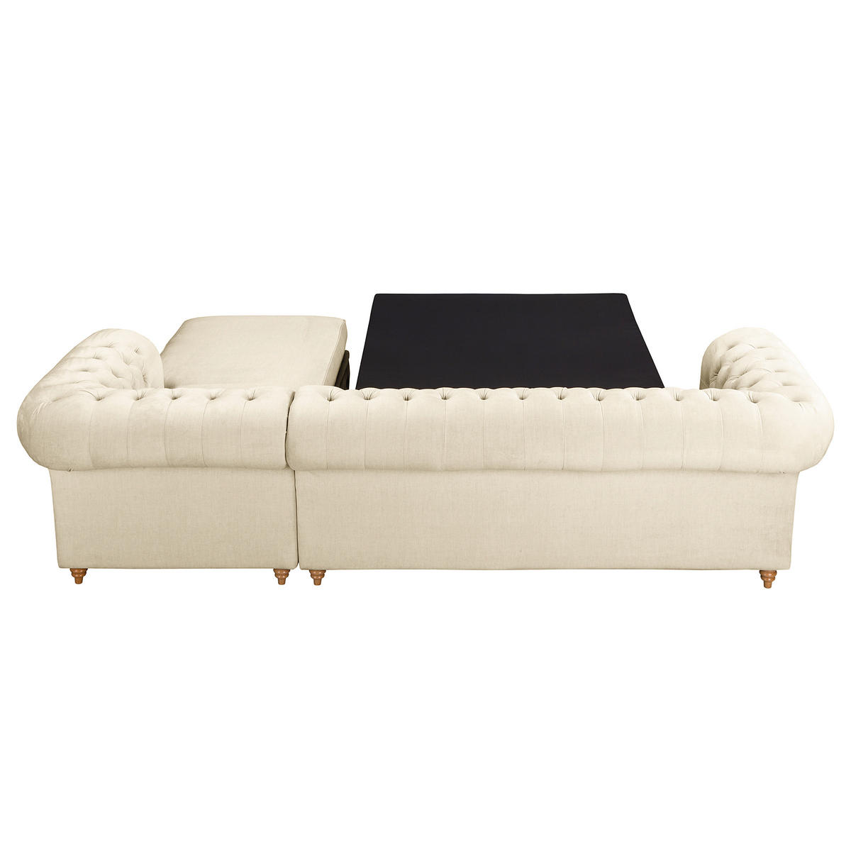 ECKSOFA Laura in Mikrofaser Creme  284/182 cm  - Creme/Braun, Design, Holz/Textil (284/182cm) - P & B