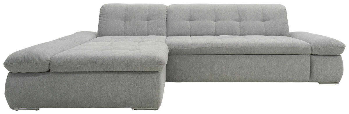 ECKSOFA in Mikrofaser Grau  172/300 cm  - Chromfarben/Grau, KONVENTIONELL, Textil/Metall (172/300cm) - MID.YOU