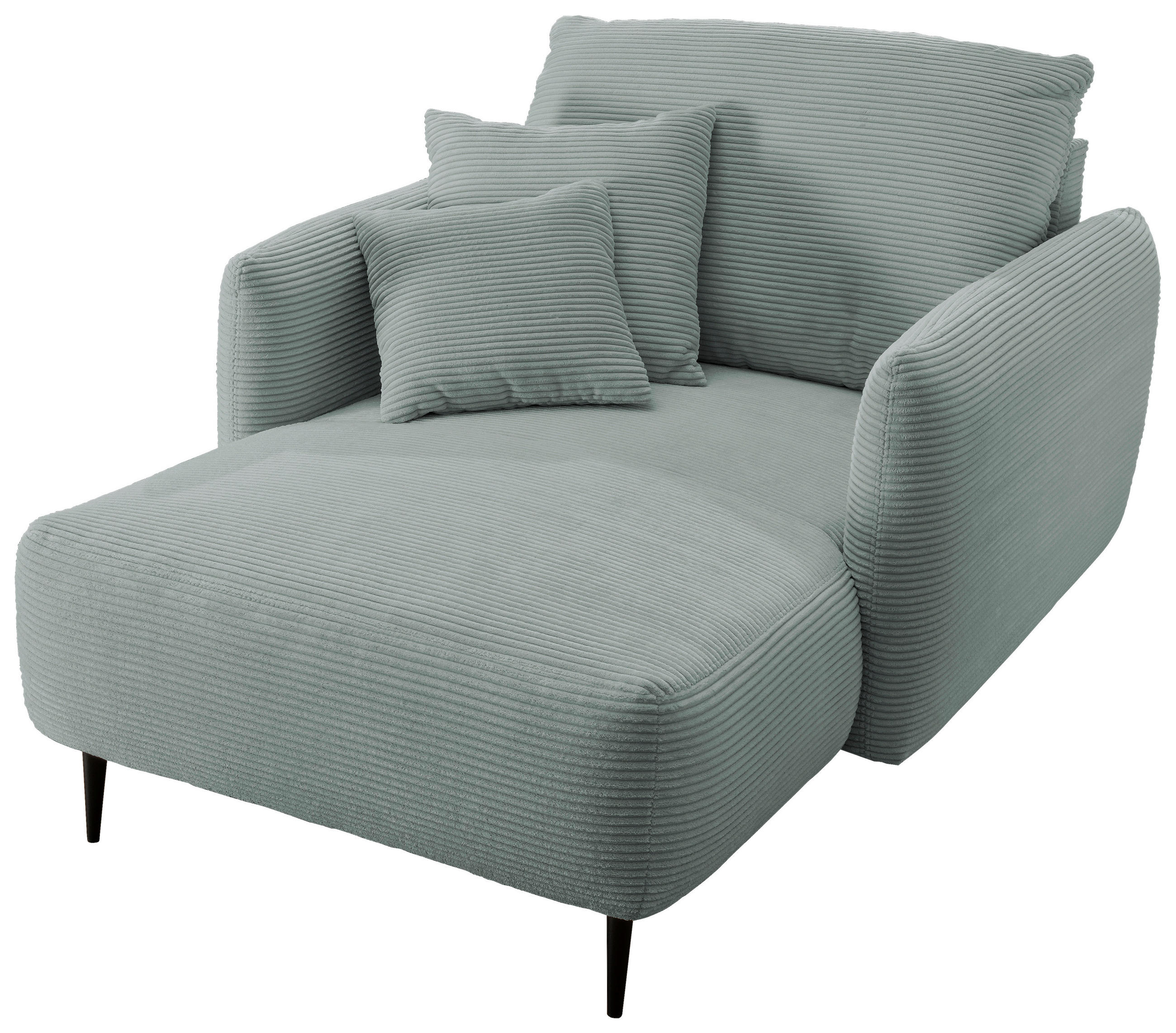 XXL-SESSEL Cord Hellblau    - Schwarz/Hellblau, Design, Textil/Metall (112/95/158cm) - Livetastic