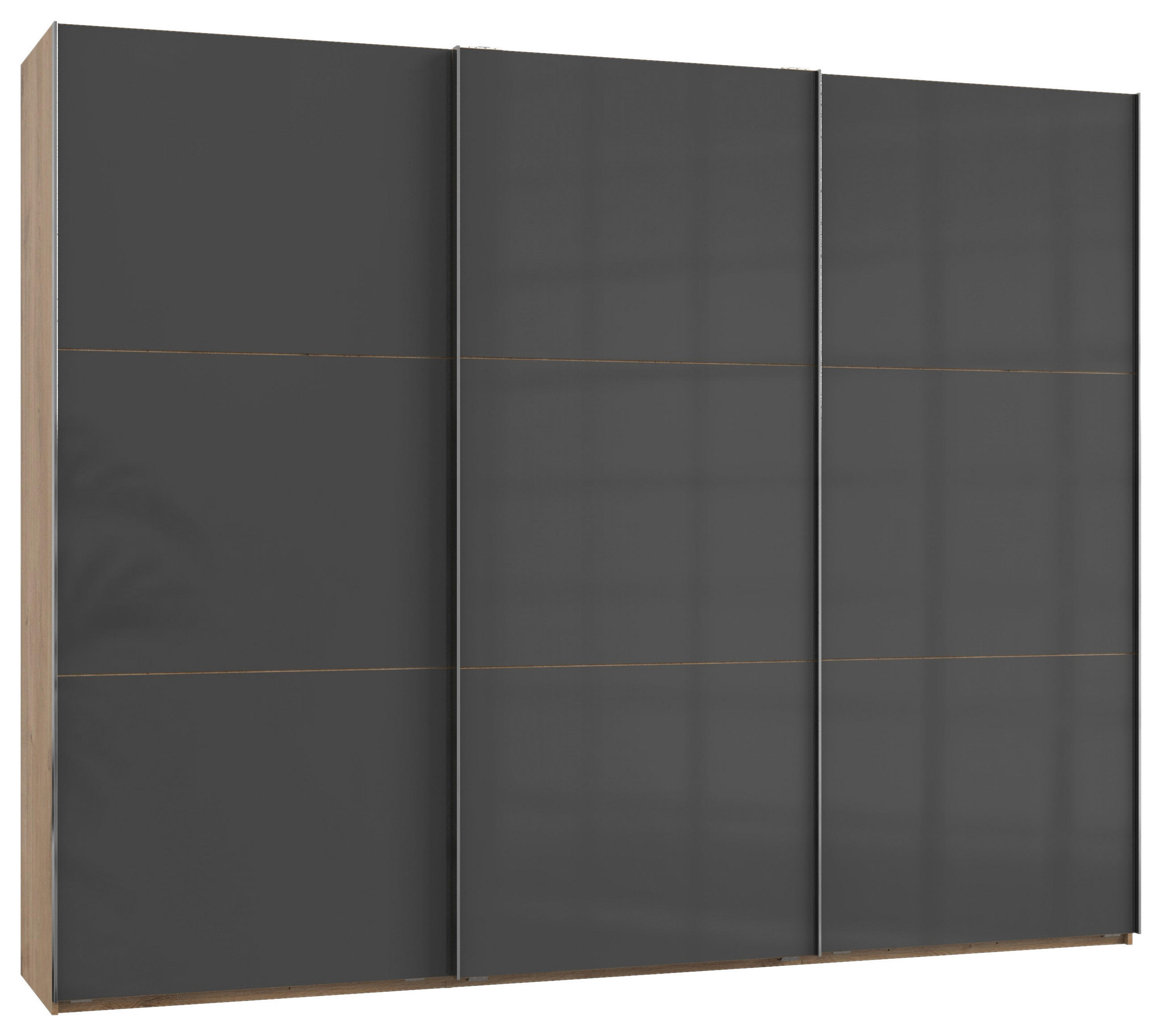 SCHWEBETÜRENSCHRANK in Eichefarben, Grau  - Chromfarben/Eichefarben, Modern, Holzwerkstoff (300/236/65cm) - MID.YOU