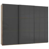 GARDEROB MED SKJUTDÖRRAR 300/236/65 cm 3-dörrar - kromfärg/grå, Modern, trämaterial (300/236/65cm) - MID.YOU