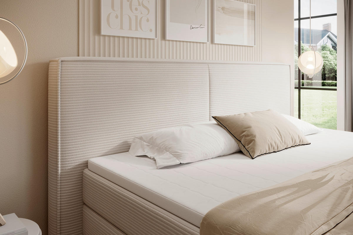 BOXSPRINGBETT 160/200 cm  in Creme  - Creme/Schwarz, Natur, Holz/Textil (160/200cm) - Valnatura