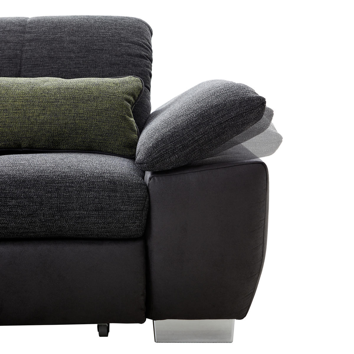 ECKSOFA Schwarz Chenille  - Chromfarben/Schwarz, Design, Textil (242/313cm) - Xora