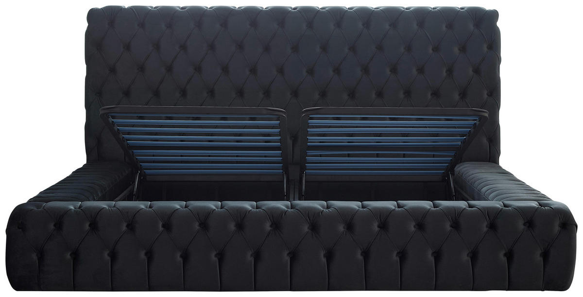 POLSTERBETT 180/200 cm  in Grau  - Blau/Grau, Modern, Kunststoff/Textil (180/200cm) - Livetastic