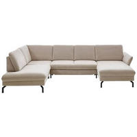 WOHNLANDSCHAFT in Velours Graubraun  - Graubraun/Schwarz, Design, Textil/Metall (220/335/179cm) - Beldomo System