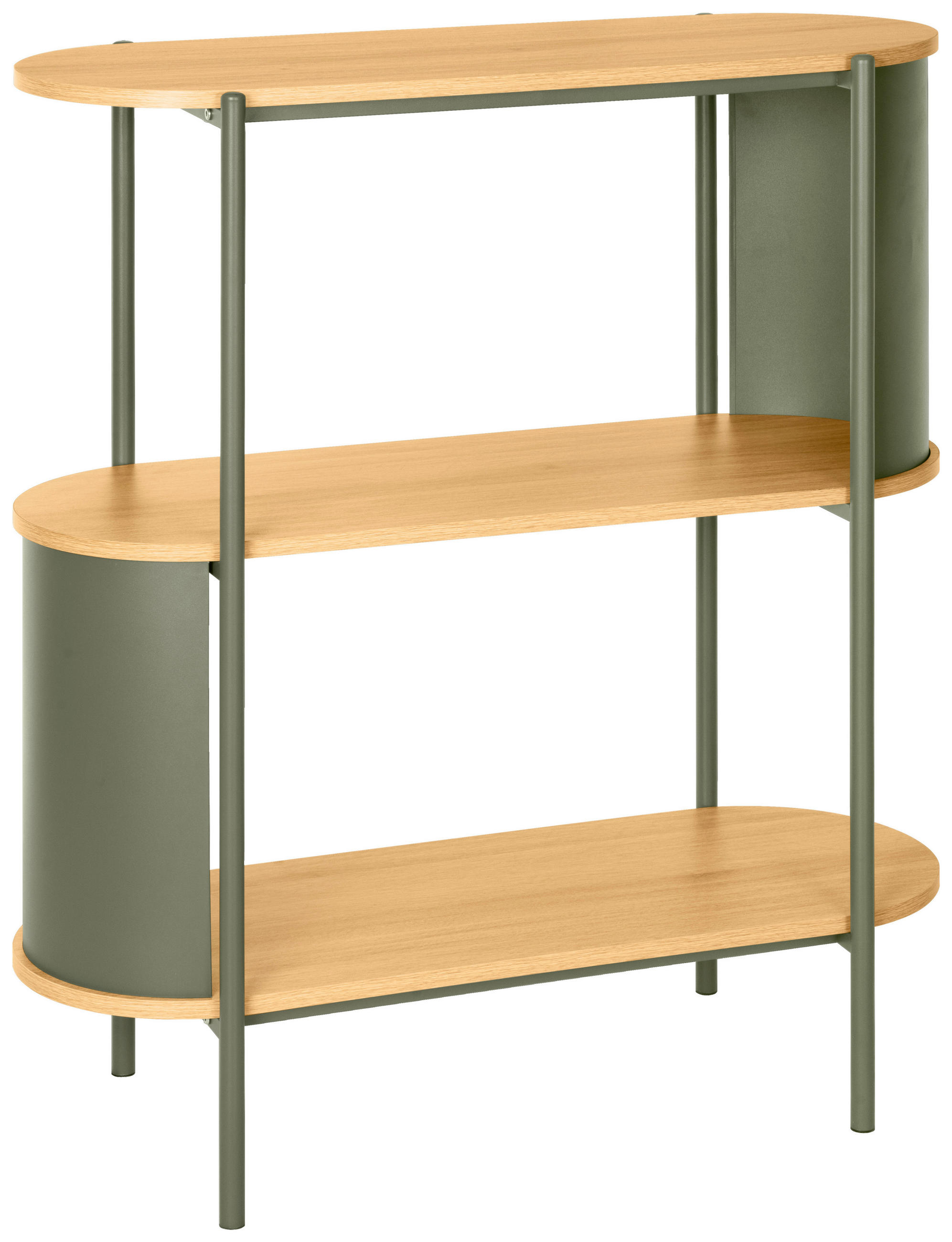 REGÁL, zelená, přírodní barvy, železo, 80/95/33,8 cm - zelená/přírodní barvy, Trend, kov/kompozitní dřevo (80/95/33,8cm) - Xora