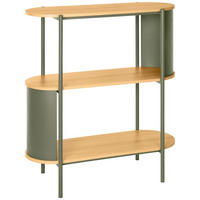 REGÁL, zelená, přírodní barvy, železo, 80/95/33,8 cm - zelená/přírodní barvy, Trend, kov/kompozitní dřevo (80/95/33,8cm) - Xora