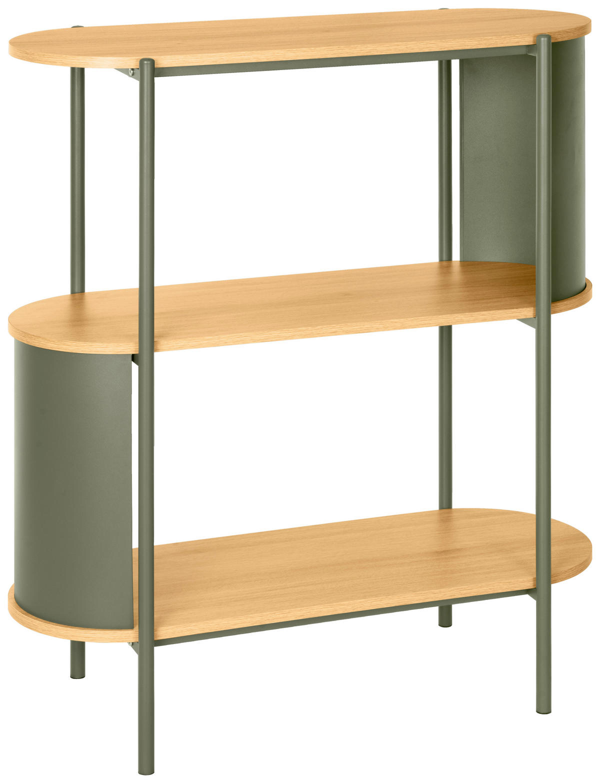 REGÁL, zelená, přírodní barvy, železo, 80/95/33,8 cm - zelená/přírodní barvy, Trend, kov/kompozitní dřevo (80/95/33,8cm) - Xora